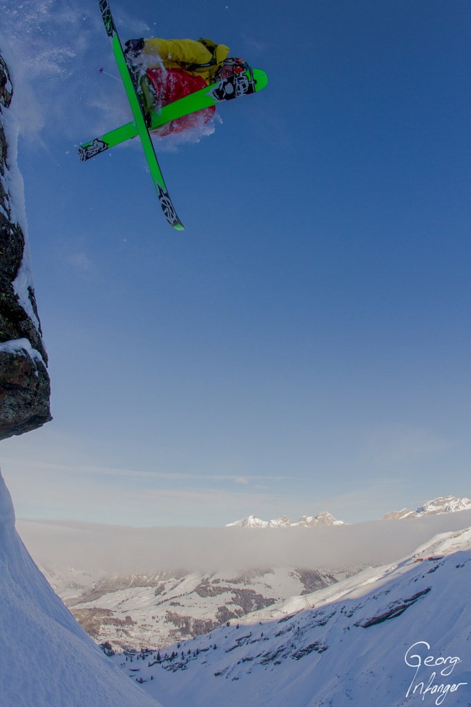 Herbert Kuster in Engelberg - berge cliff drop engelberg freeride herbert kuster skiing sport 